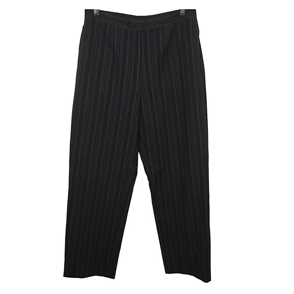 Kasper Black Pinstripe Straight Leg Dress Pants Trousers -Pockets- Size 10 - Picture 1 of 5